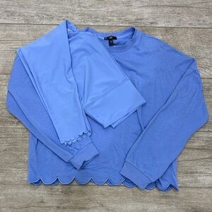 Aqua Periwinkle Scalloped Top